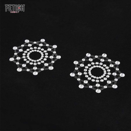 FETISH ADDICT Snowflake Nipple Covers - invelisuri pentru sfarcuri in forma de fulg de nea cu ornamente decorative albe