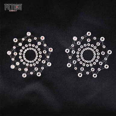 FETISH ADDICT Snowflake Nipple Covers - invelisuri pentru sfarcuri in forma de fulg de nea cu ornamente decorative albe