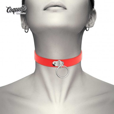 COQUETTE Fetish Chocker - red fetish hand crafted vegan leather choker