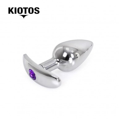 KIOTOS Purple Gem Butt Plug - dop anal din aluminiu cu baza tip ancora cu bijuterie violet
