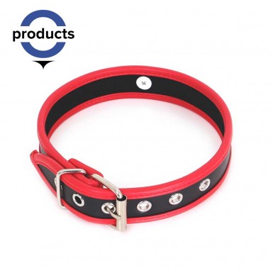 Basic Collar Black & Red - vegan leather collar in black and red