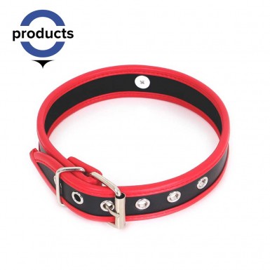 Basic Collar Black & Red - zgarda din piele vegana in negru si rosu