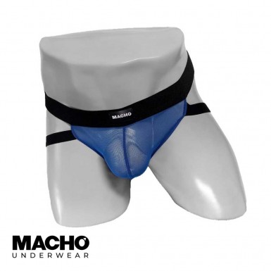 MACHO Jockstrap MX22NB - slip albastru tip jockstrap semi-transparent pentru barbati