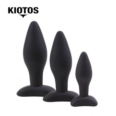 KIOTOS Butt Plug Set - 3 black silicone butt plugs set