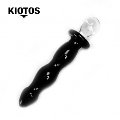 KIOTOS Glass Dildo Deluxe - dildo de calitate din sticla neagra