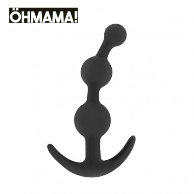 OHMAMA Curved Anal Butt Plug - anchor base curved silicone butt plug in black