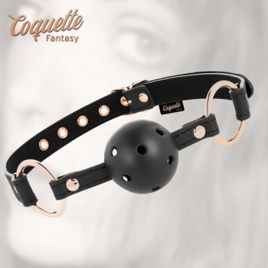 COQUETTE Fantasy Ball Gag - calus cu bila breathable si piele vegana in negru