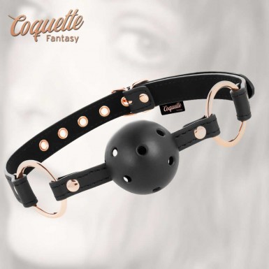 COQUETTE Fantasy Ball Gag - vegan leather breathable ball gag in black