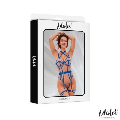 ADALET LINGERIE Killye Sheer Teddy - bold sheer blue body with straps and leg rings