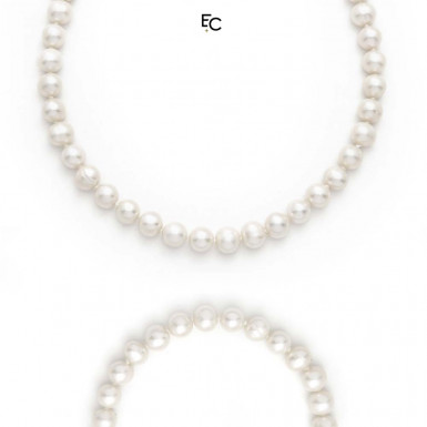 White pearls necklace and bracelet set (05-888)