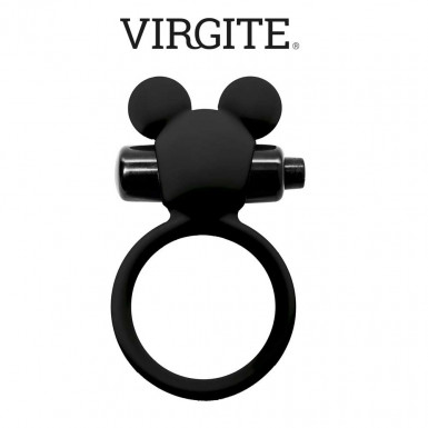 Virgite Vibrating Cock Ring - inel penis negru din silicon cu vibratii impermeabil
