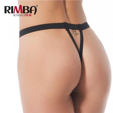 RIMBA G-String with Vibrating Bullet - leather open crotch g-string with vibrating bullet