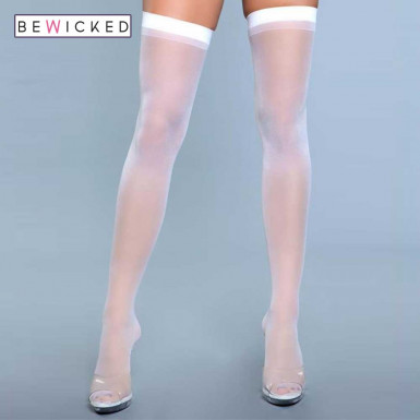 BE WICKED Best Behaviour Stockings - ciorapi albi