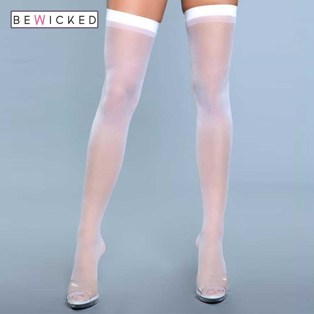 BE WICKED Best Behaviour Stockings - ciorapi albi