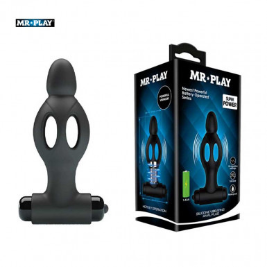 Mr. Play Anal Plug with Vibrating Bullet - dop anal cu glont vibrator in negru