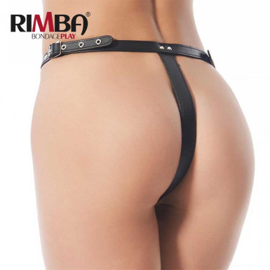RIMBA Open G-String - leather open crotch g-string adjustable in black
