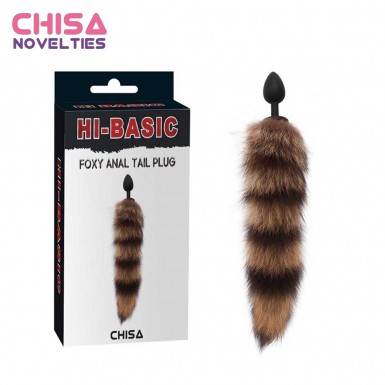 CHISA Fox Tail Butt Plug - silicon butt plug with brown fox tail