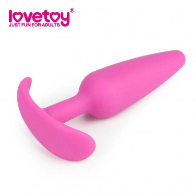 LOVETOY Lure Me Butt Plug Slim - dop anal din silicon cu baza tip ancora in roz