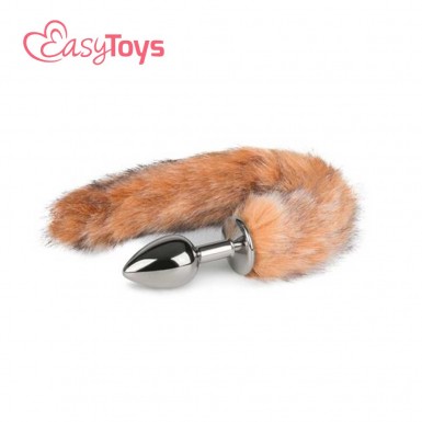 EASYTOYS Fox Tail Butt Plug 7 - aluminum butt plug with brown fox tail