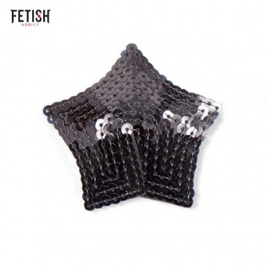 FETISH ADDICT Star Nipple Covers - star shaped nipple covers with black sequins